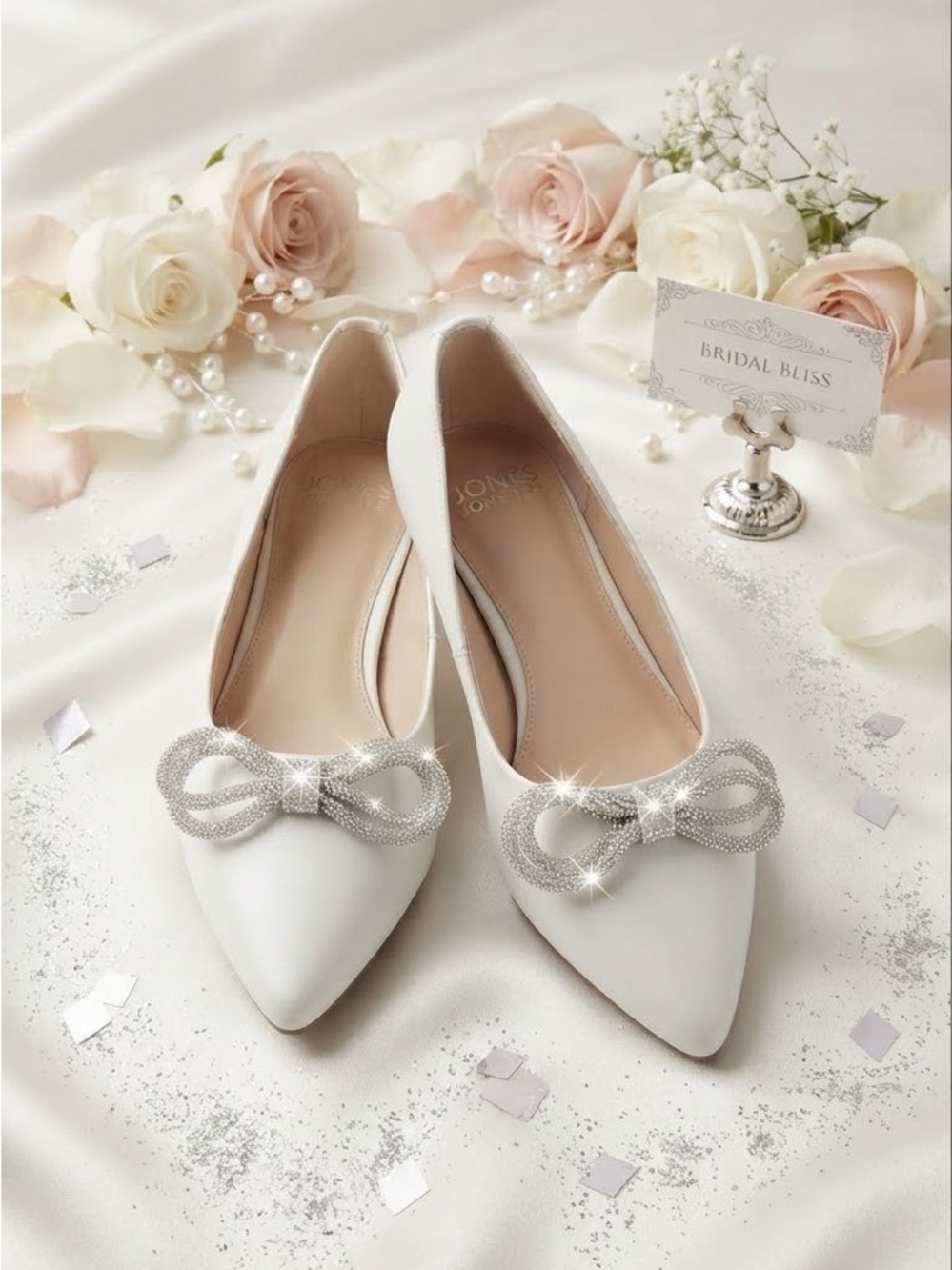 Jones New York Quenelle Bone Pointed-Toe Flats with Rhinestone Bow Accent